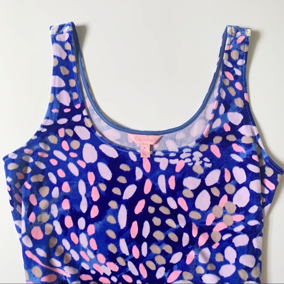 LILLY PULITZER NENA VELOUR JUMPSUIT BECKON BLUE SPARKLING GROTTO - Picture 3 of 5